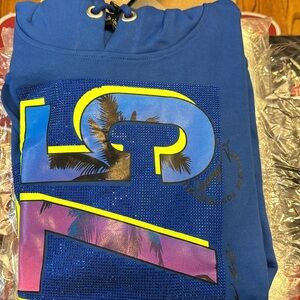 Avenue George V Paris NWT SZ XLGV Colorful Hoodie Sweatshirt Rhinestone